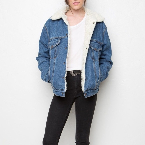 Brandy Melville Jackets & Blazers - brandy melville denim fur jacket - one size (EUC)